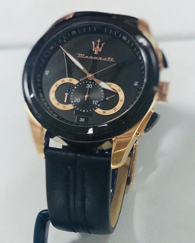 Maserati Traguardo Men’s Black Dial Black Leather Strap Watch £269.00